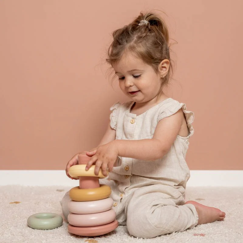 Stapelringen Roze kunststof kopen? - Little Dutch