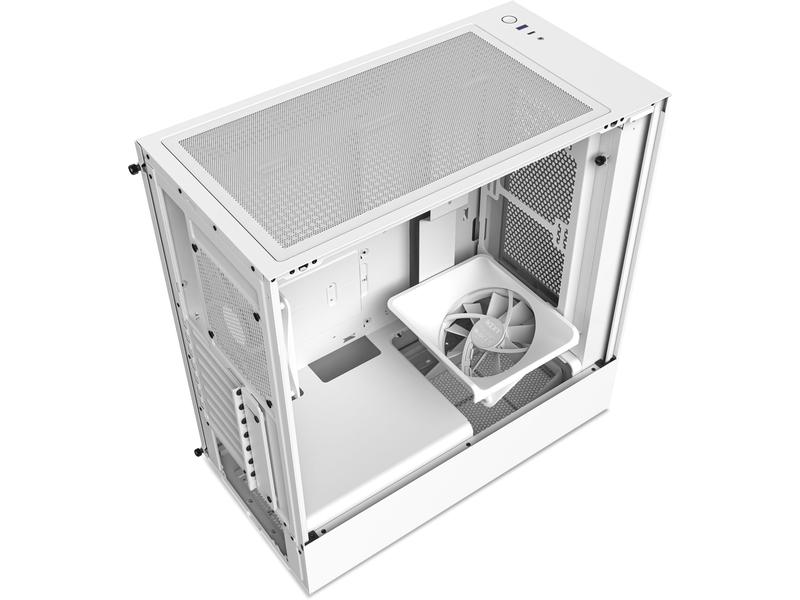 NZXT PC-Gehäuse H5 Flow Weiss matt Kompaktes Mid-Tower-Gehäuse mit Seitenfenster