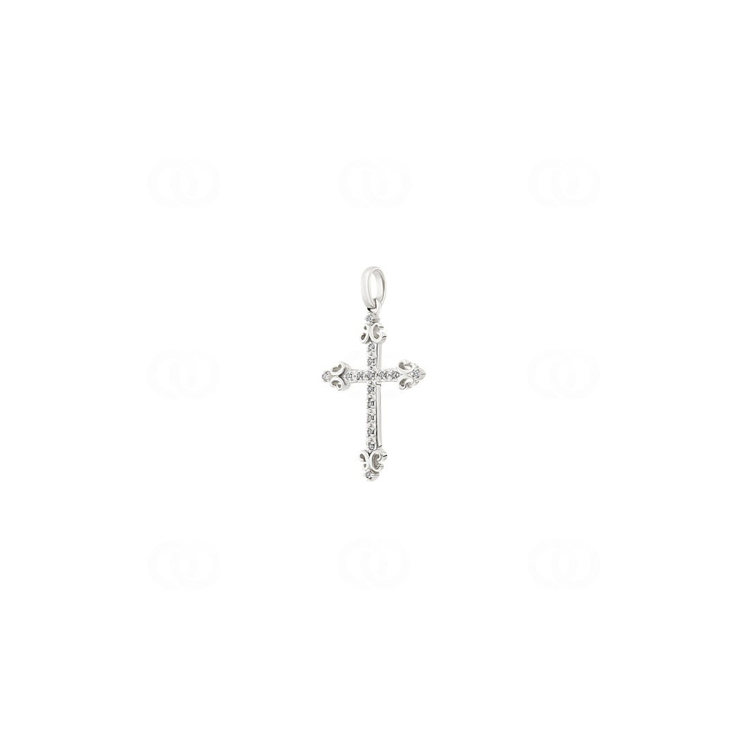 Anhänger 750/18 K Weissgold Kreuz mit Diamanten 0.048 ct H/si