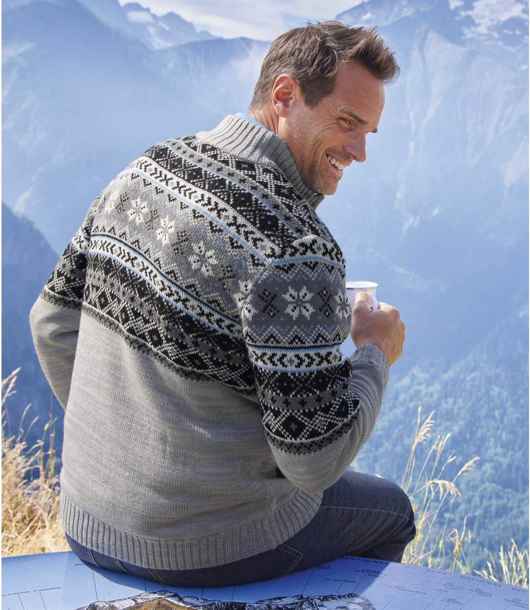 Blouson Tricot Jacquard Doublé Sherpa