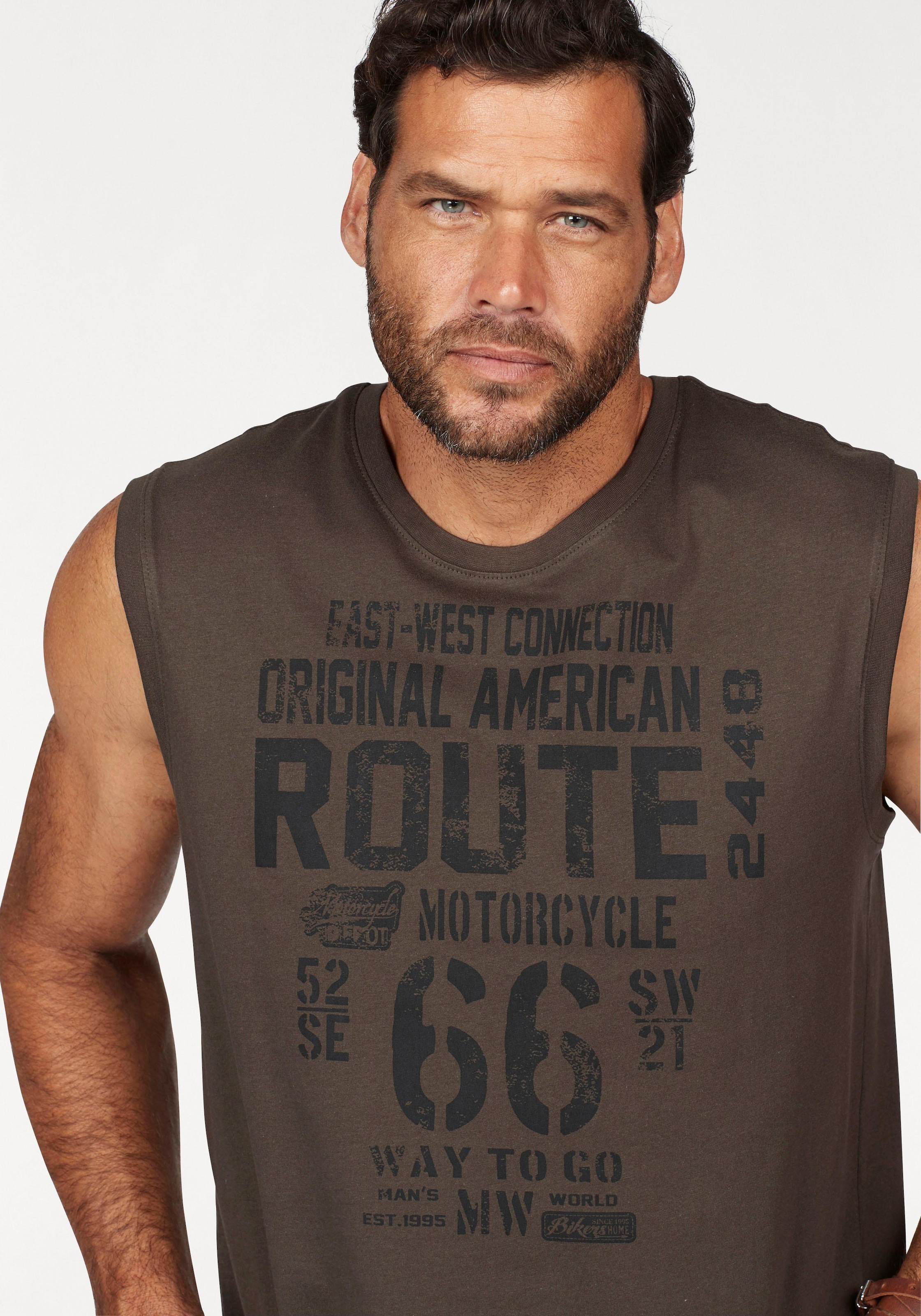 Man's World Muscleshirt , ärmellos,  bedruckt,  Rundhalsausschnitt,  aus 100% Baumwolle