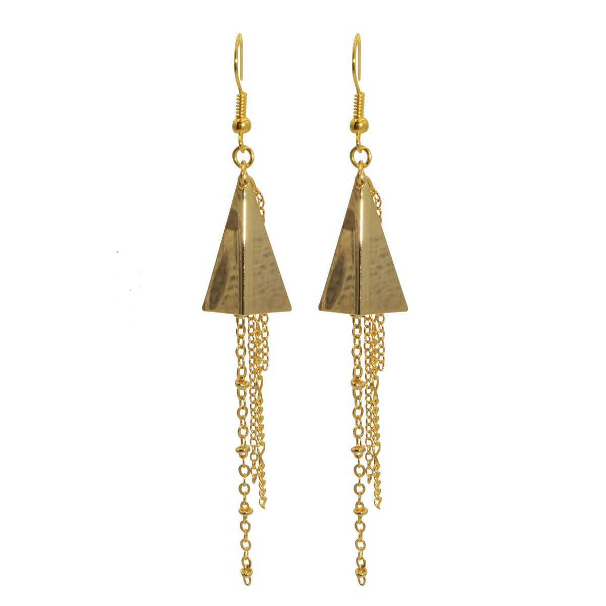 Boucles d'oreilles pendantes multi chaînes doré à l 'or fin