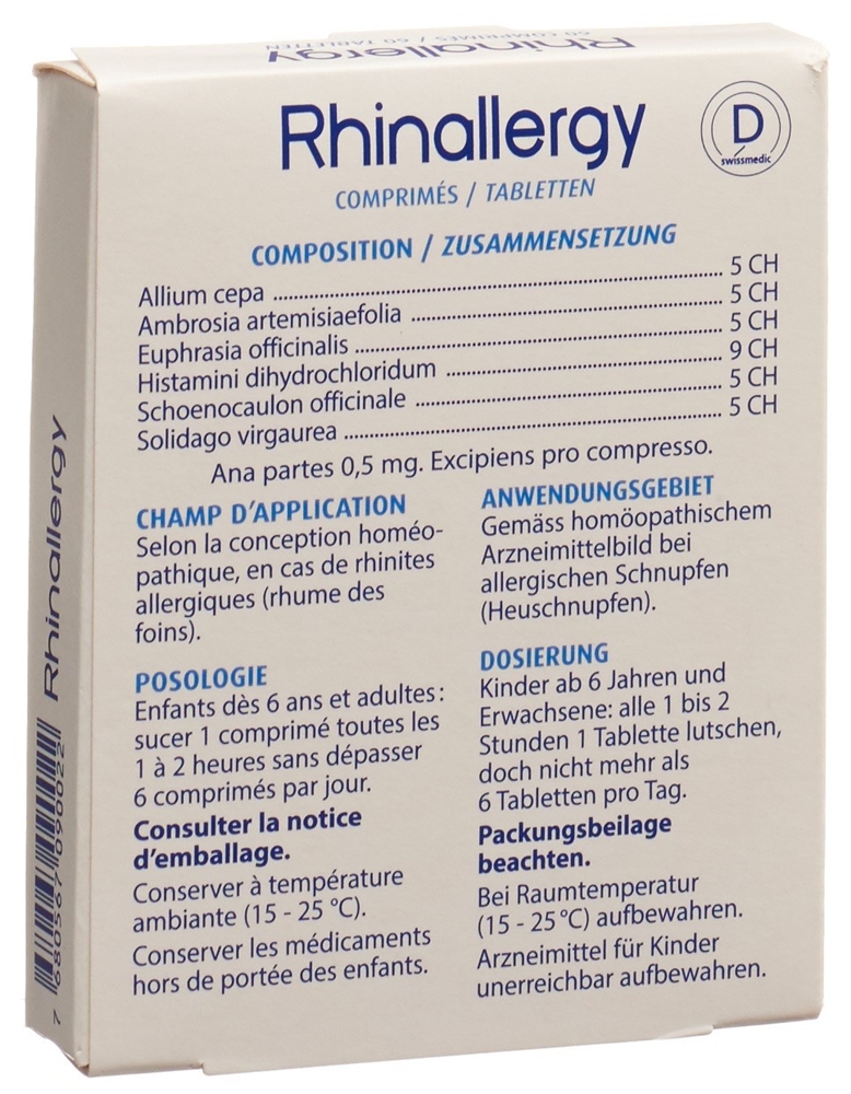 RHINALLERGY Tabl Blist 60 Stk<br>60 Stück, Blister, Tablette