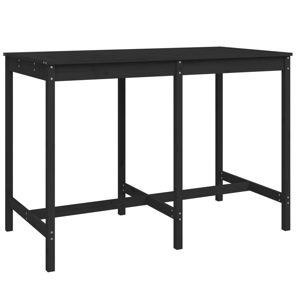 Ensemble de bar de jardin 7 pcs noir bois de pin massif