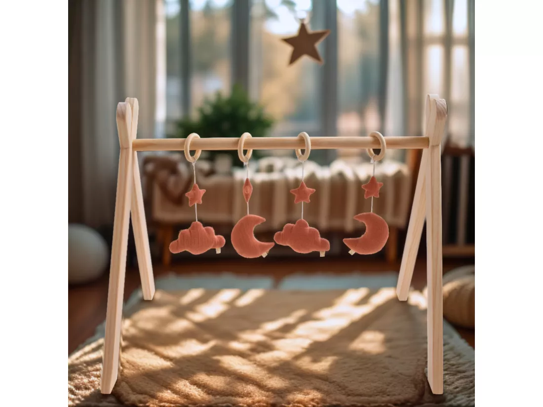 Arche d'éveil bois avec 4 jouets