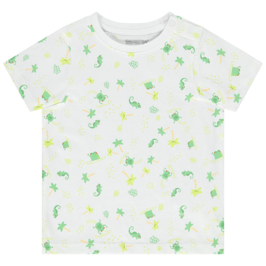 T-shirt manches courtes en jersey imprimé grenouilles pour bébé garçon - Blanc