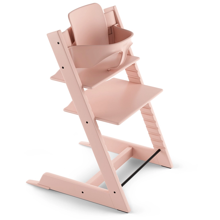 STOKKE® Mega Tripp Trapp® Set Hochstuhl Buche Serene Pink inkl. Newborn Set™ Grey und Baby Set Serene Pink
