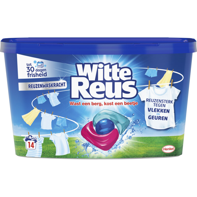 Witte Reus White 3+1 power wasmiddel capsules wit
