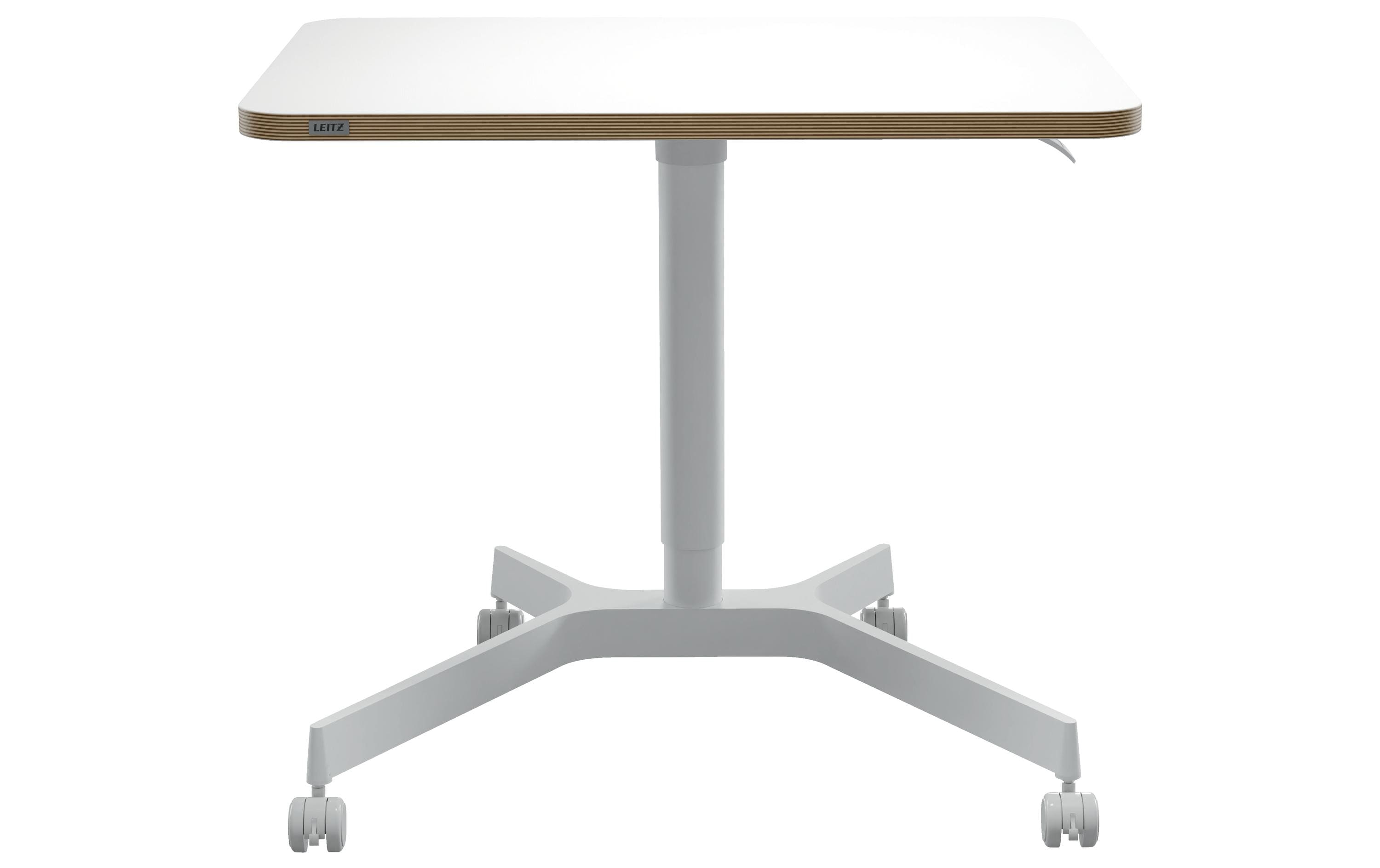 Ergo, höhenverstallbarer Sitz-/Steh-Schreibtisch Weiss<br>Pneumatisch höhenverstellbarer Schreibtisch mit Rollen