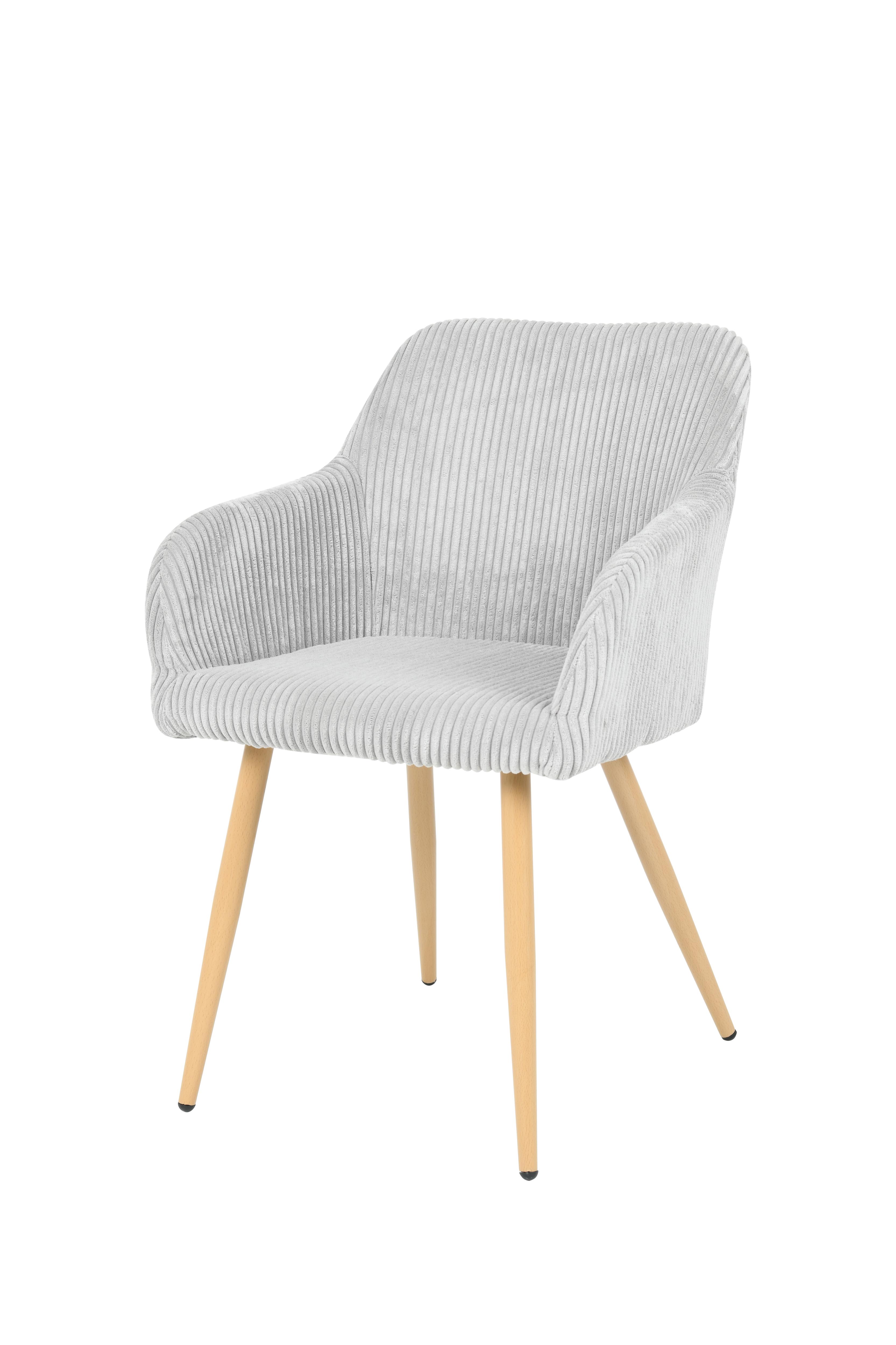 BETTY FAUTEUIL VELOURS GRIS PIEDS BOIS