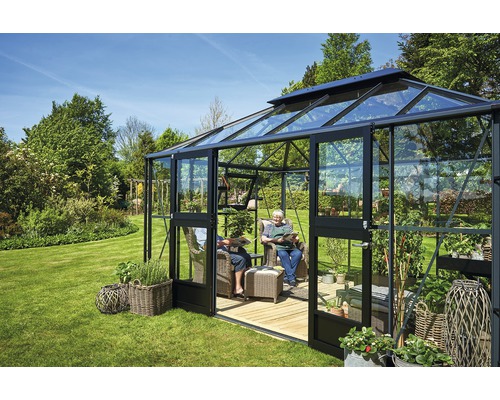 JULIANA Grand Oase kas 13,0 m² 3 mm veiligheidsglas 439 x 296 cm antraciet/zwart