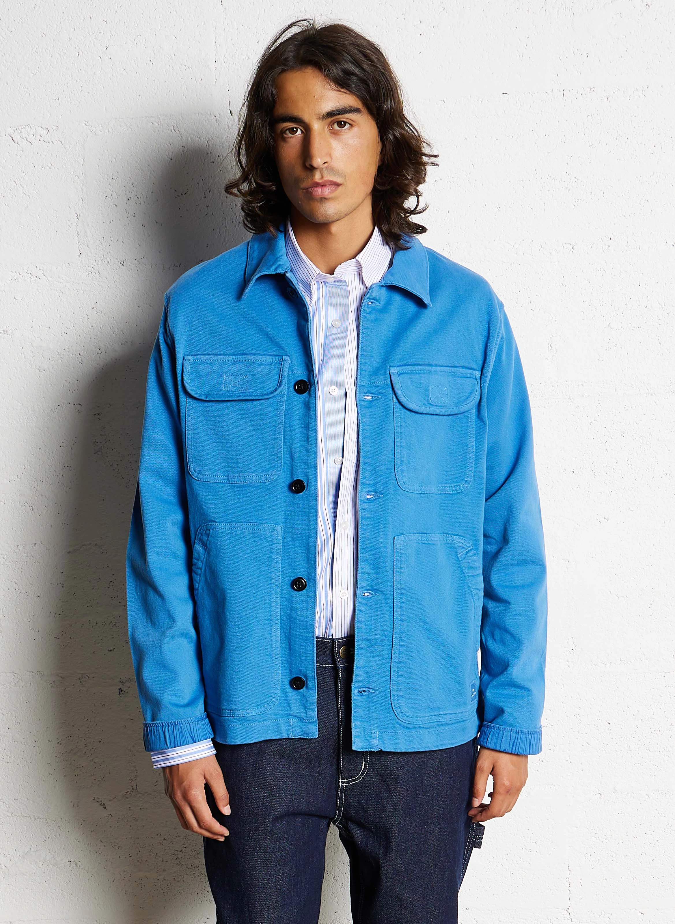 Veste droite multipoches en coton bio | Bleu