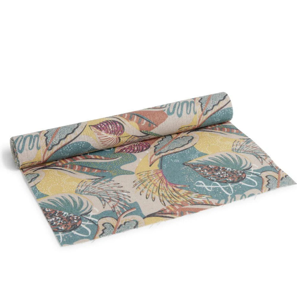 Chemin de table design feuille polyester et coton 400x28cm