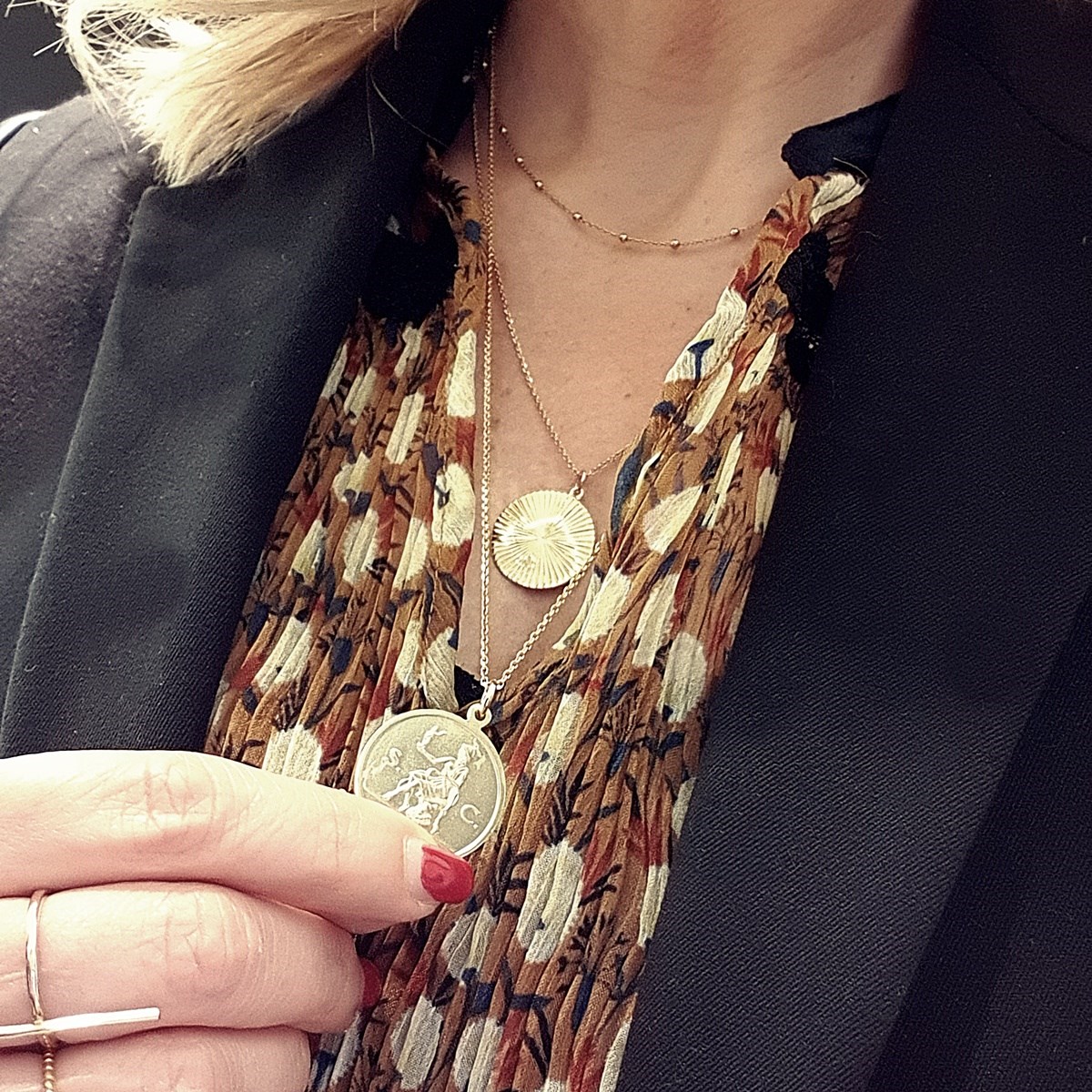 Collier minis boules femme or 60 cm
