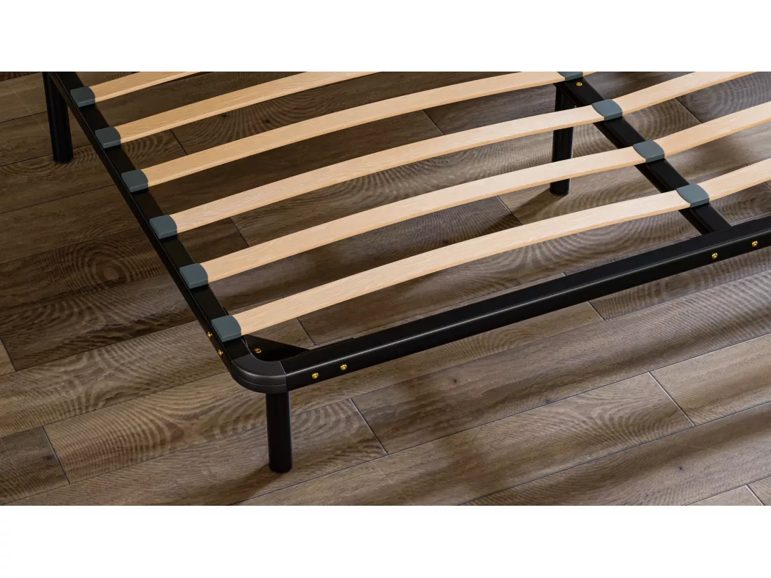 Sommier à Latte 90x190 cm Métal Noir Structure Solide Haute Qualité - Anti-grincement - Confortable et Résistant - Douce Lune