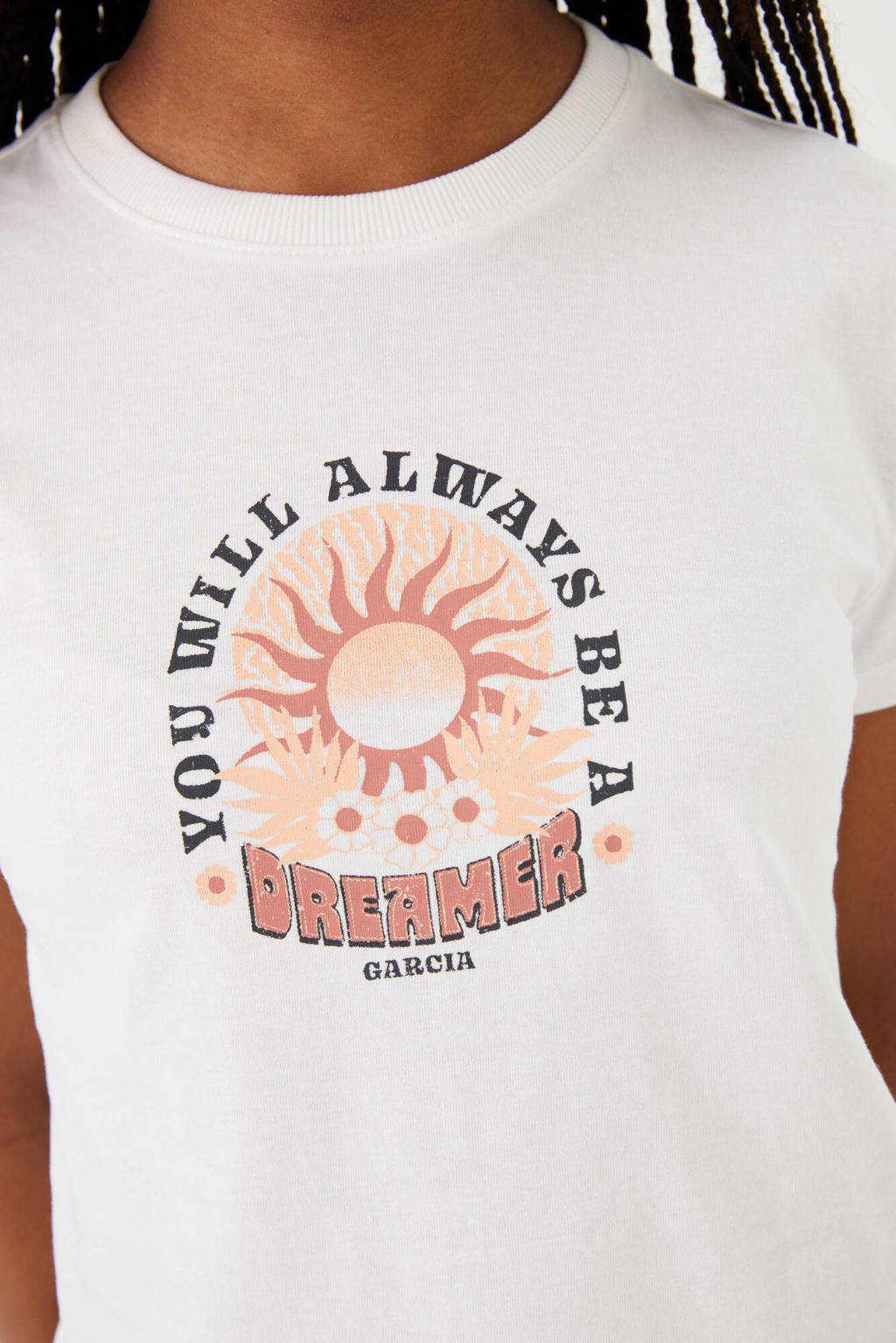 Garcia T-shirt met printopdruk wit/roze