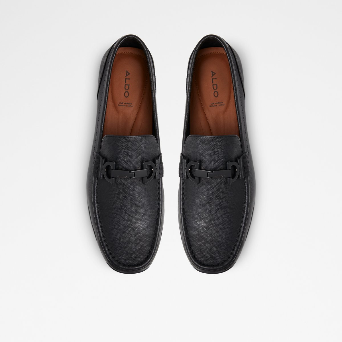 Orlovoflex Black Leather Embossed Men Loafers & Slip-Ons