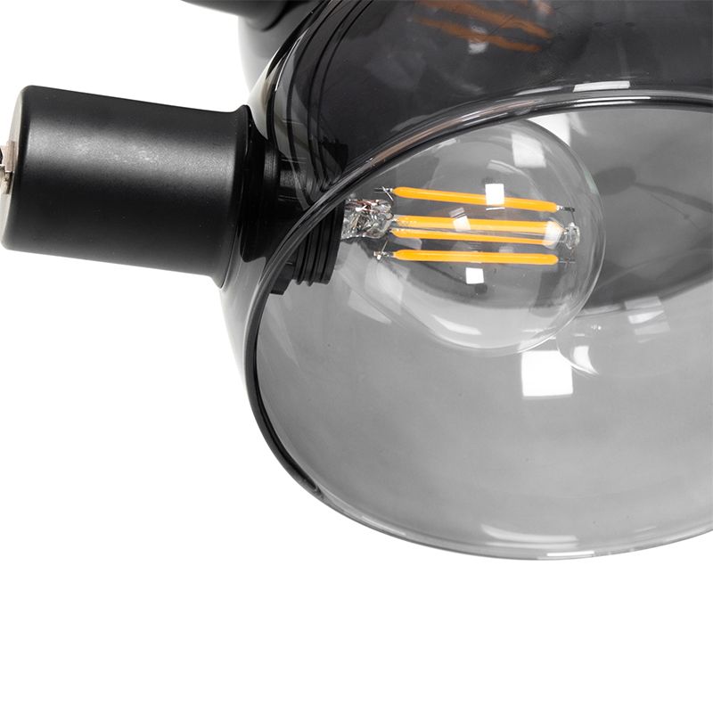 Design vloerlamp zwart met smoke glas 5-lichts - Sixties Marmo