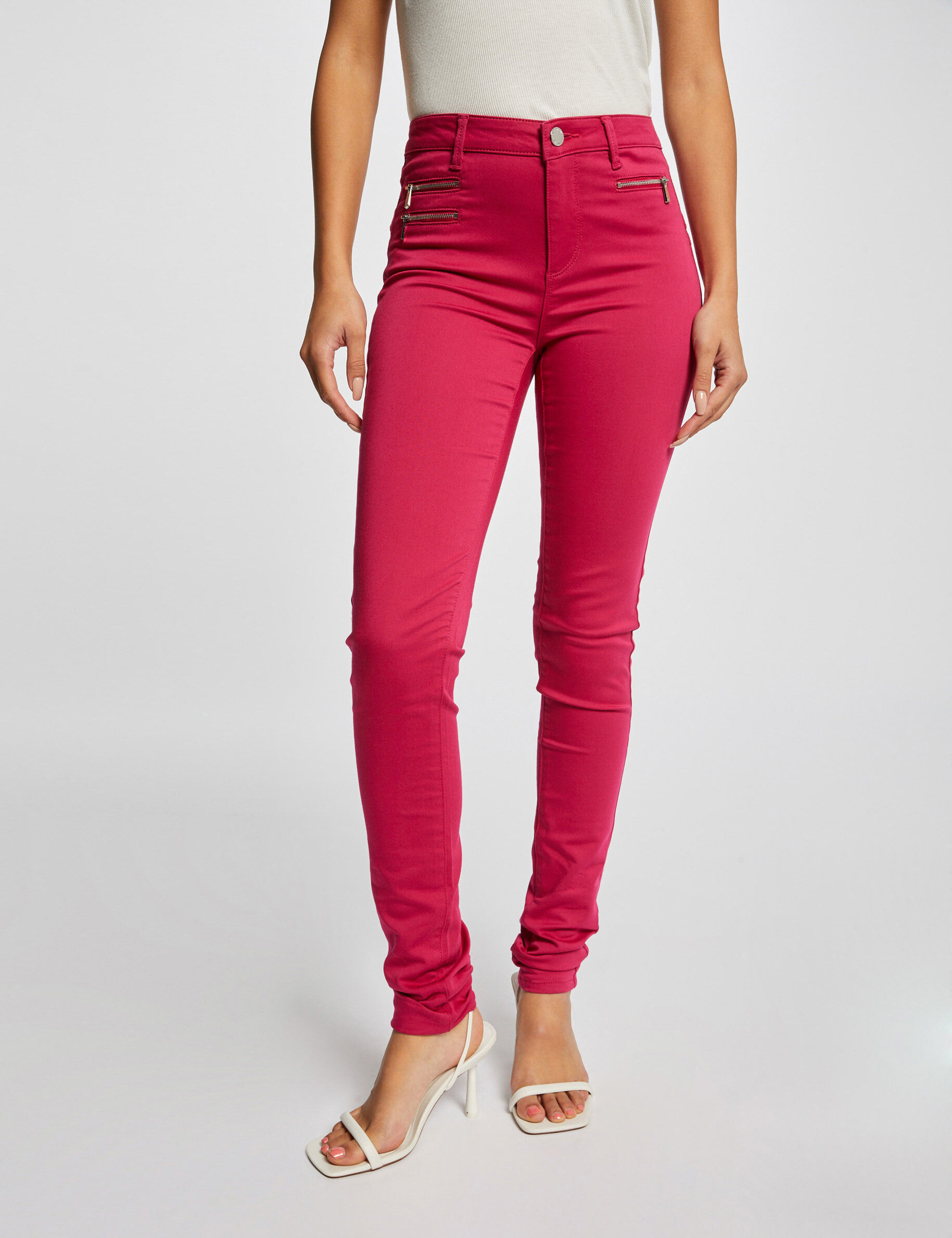 Pantalon slim effet stretch rose fonce femme - rose_fonce