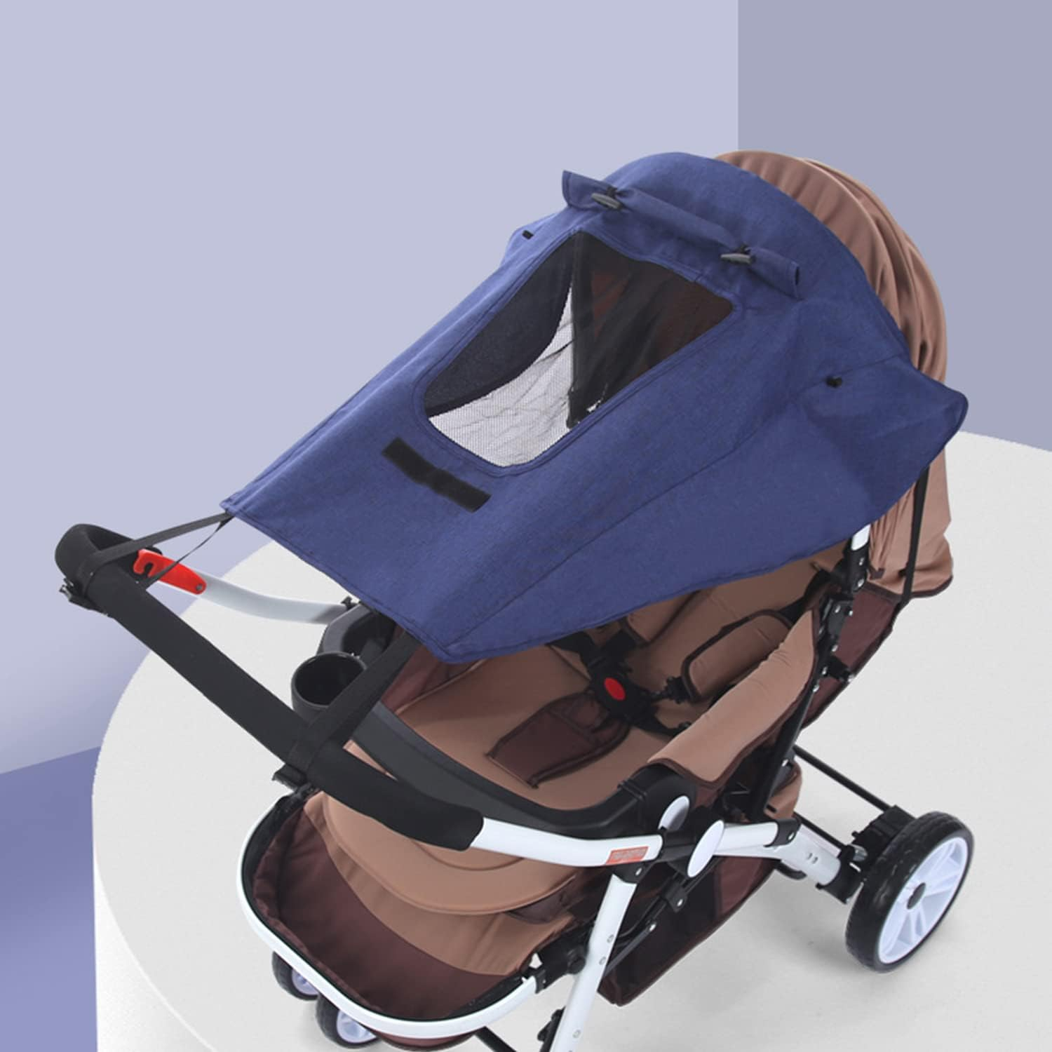 (80x60cm) Kinderwagen Sonnensegel Buggy Abdeckung Baby Sonnenschutz Schattensegel mit Sichtfenster - Blau