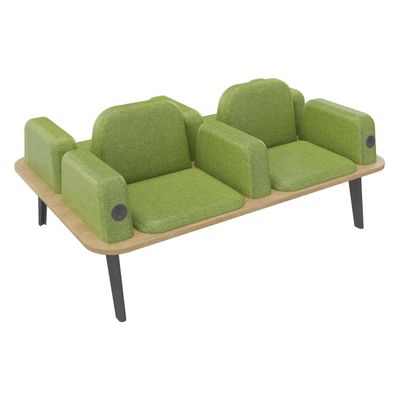 Banquette ILO - 4 places L172xP114cm - carbone - structure chêne clair - tissu kiwi