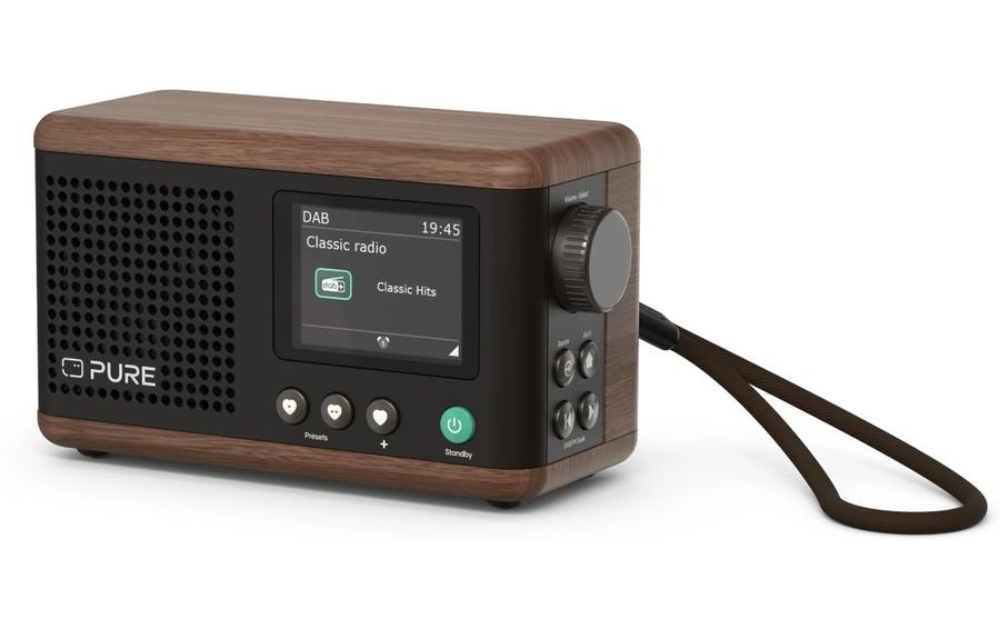 DAB+ Radio Classic Mini Schwarz/WalnussTragbares, akkubetriebenes Digitalradio mit Bluetooth 5.3