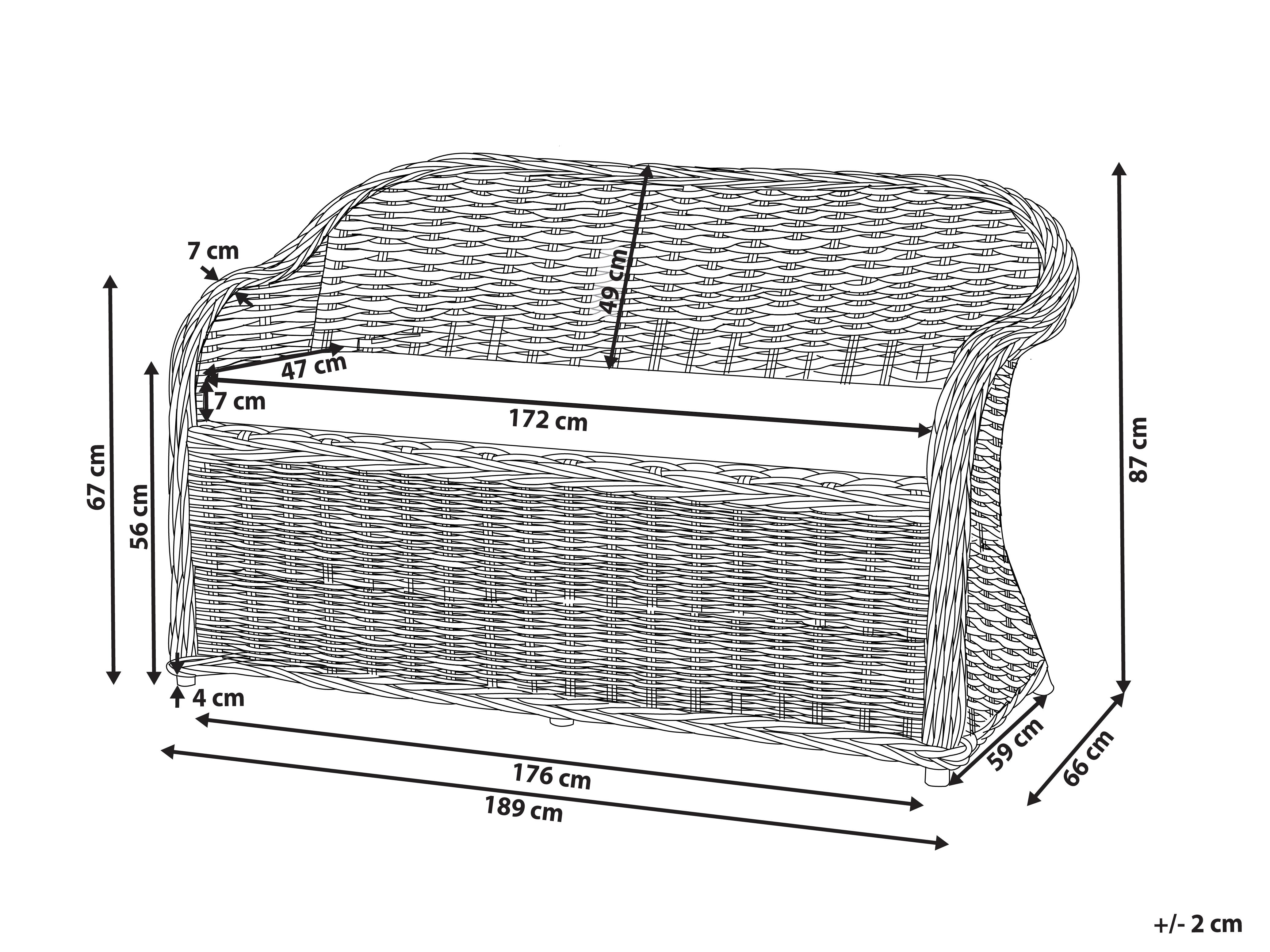 Tuinbank met zitkussen SUSUA 189 cm Rotan Natuurlijk