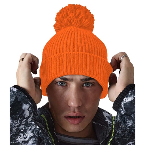 Gorro de malha trançada com pompom Beechfield