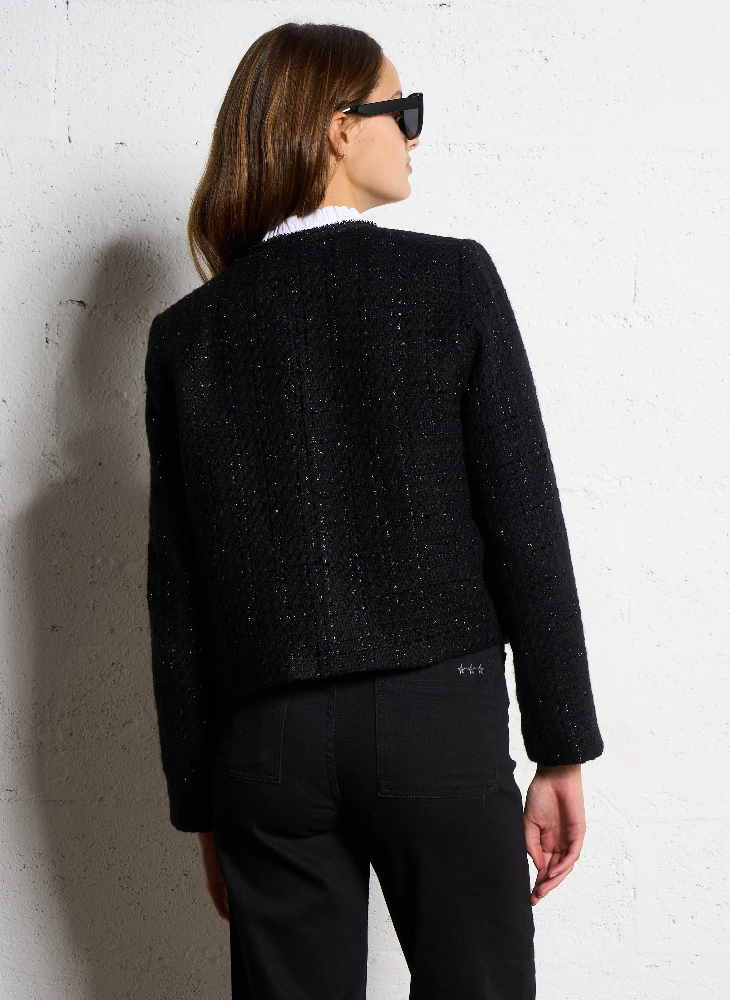 VIOLETA - Veste droite en tweed | Noir
