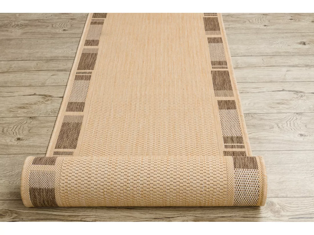 TAPIS DE COULOIR SIZAL FLOORLUX modèle 20195 mais / café 80x600 cm