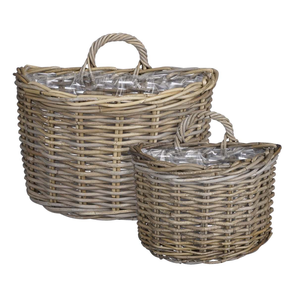 Mica decorations jardinière marcia - 38x26x26 cm - rotin - gris
