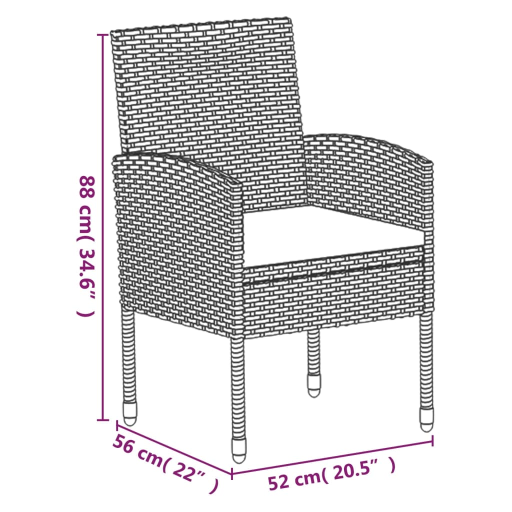 Mobilier à dîner salon de jardin et coussins 5 pièces noir résine tressée