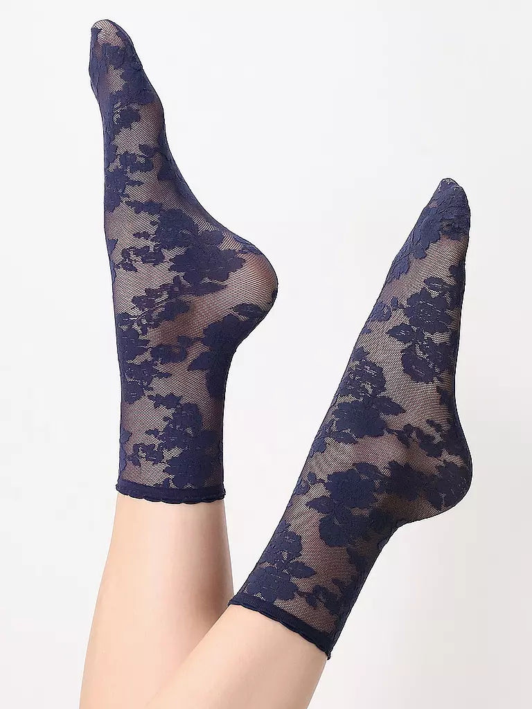 OROBLU Feinstrumpfsöckchen LITTLE ROSES blue onesize dunkelblau