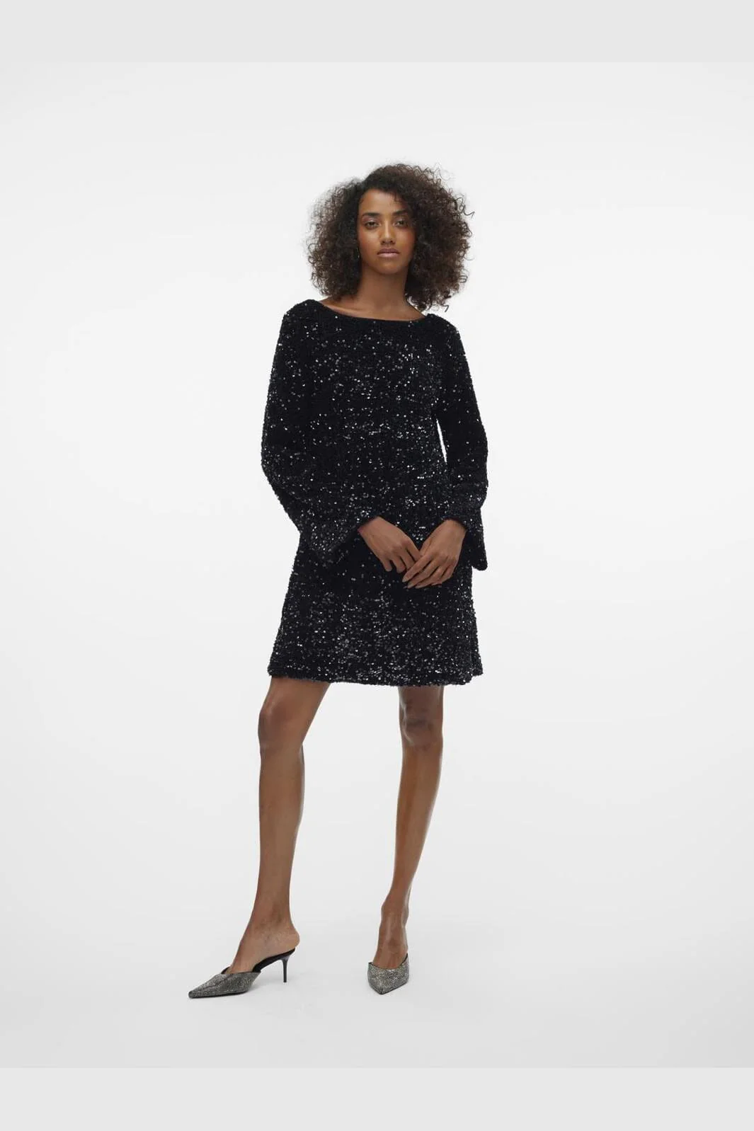 Vero Moda Vmlaila Ls Sequin Bow Dress 4682968 black