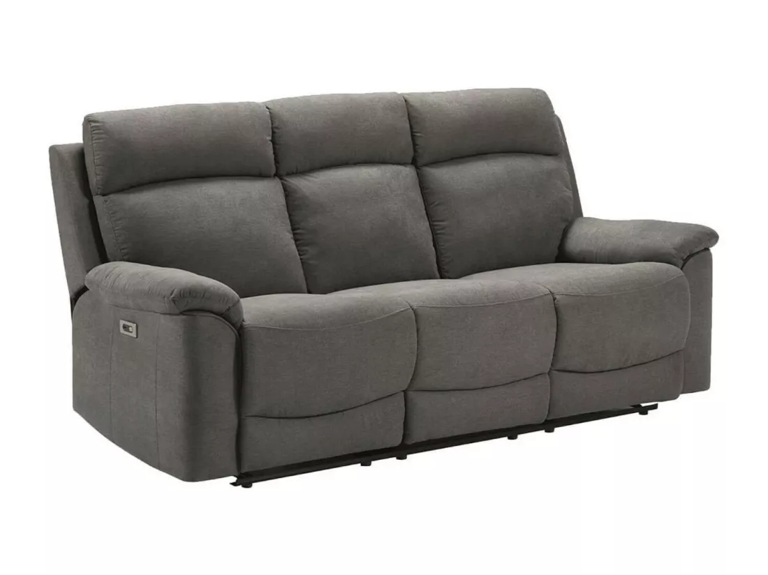 Canapé de relaxation en tissu Katika-Couleur Gris-Système Manuel-3 places