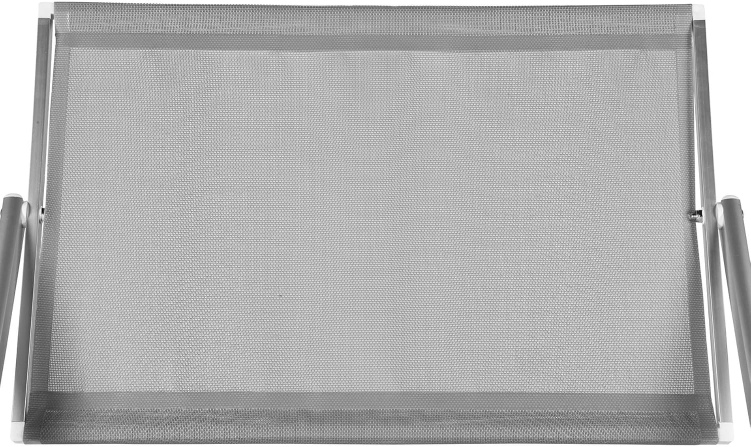 Rebecca Mobili Sonnenliege, Strandliege für Garten, grau, Aluminium Textilene, mit verstellbarem Dach, klappbar - Maße 38 x 186 x 61 (HxBxT) - Art. RE6809