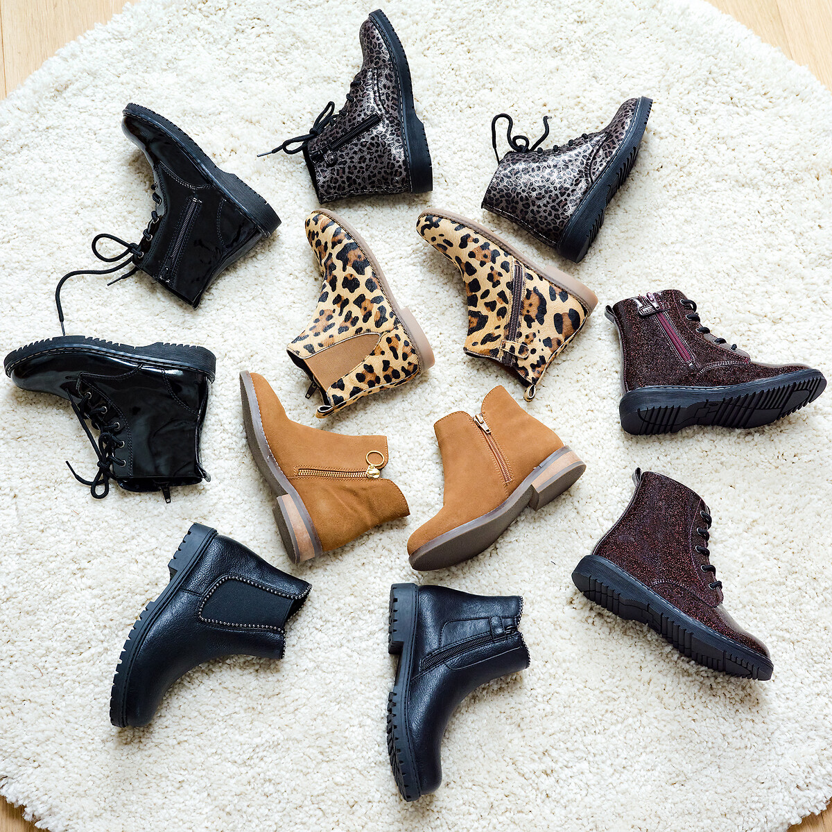 COLEÇÃO LA REDOUTE<br>Botas de cano curto pintadas com zíper