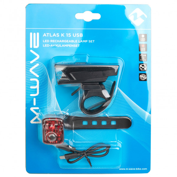 M-Wave - Atlas K 15 USB Set - Jeu d'éclairage vélo