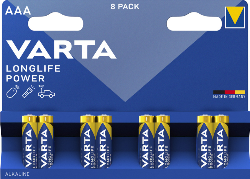 Varta Batterien Longlife Power, AAA/LR03, 1260 mAh, 8 Stück