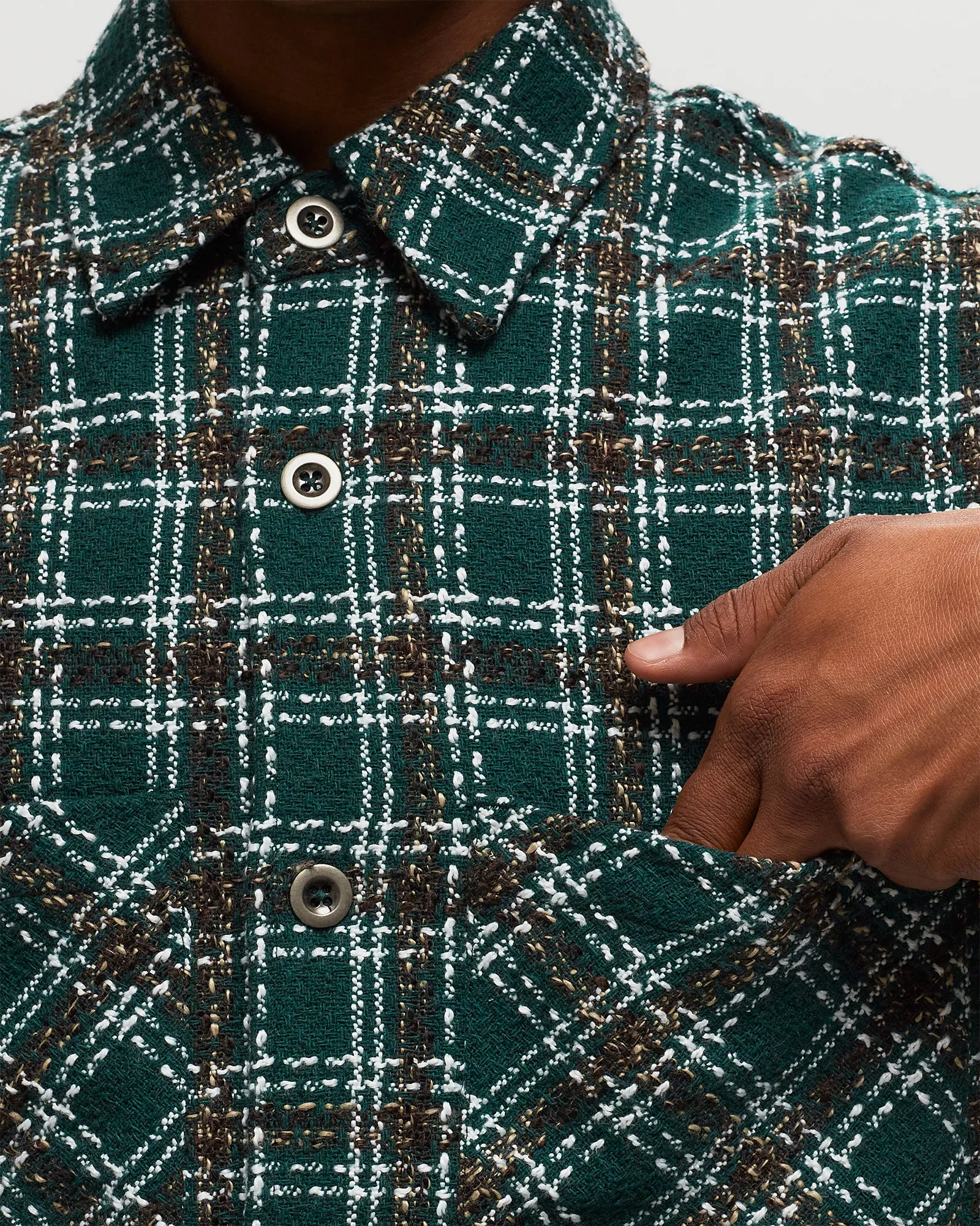 BSTN Brand BOUCLÉ PLAID SHIRT