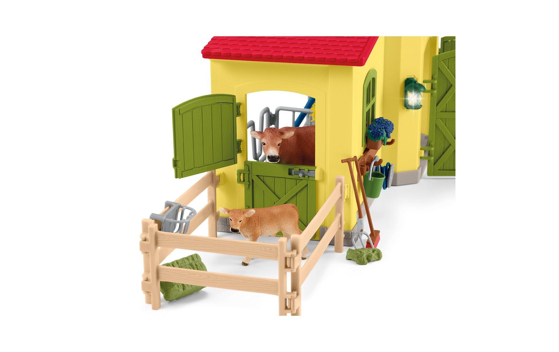 Spielfigurenset Farm World Stall mit Tieren und ZubehörBauernhof-Spielset