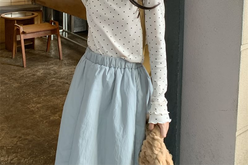 Closette - T-shirt met lange mouwen en mockneck en hartprint en sla-rand