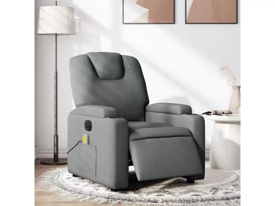Fauteuil inclinable massant électrique gris foncé tissu