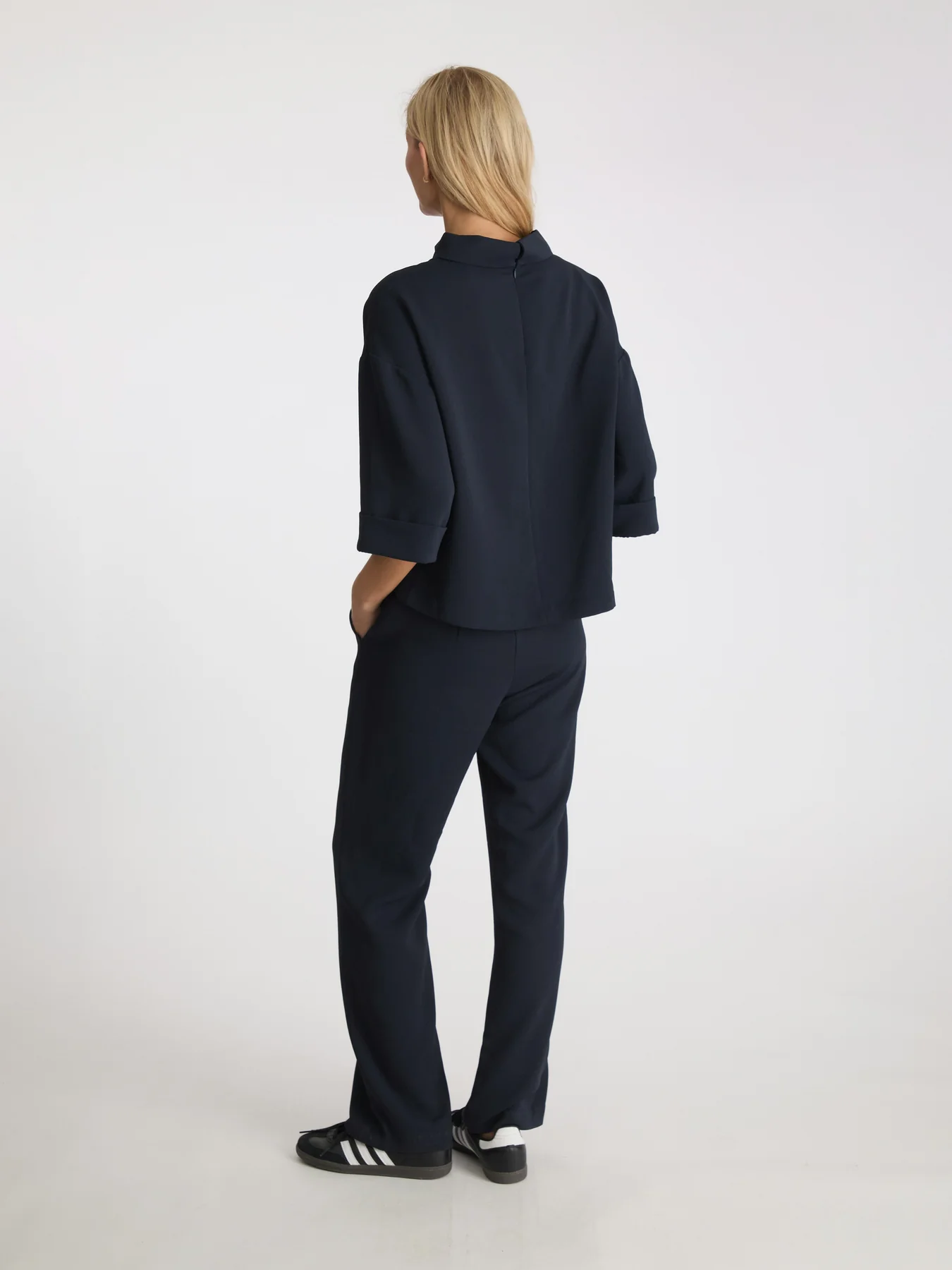 Neo Noir Arlo Crepe Jumpsuit navy