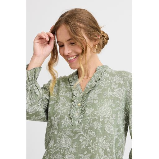 Sorbet Blomsterprint Bluse, Sea Spray, XL