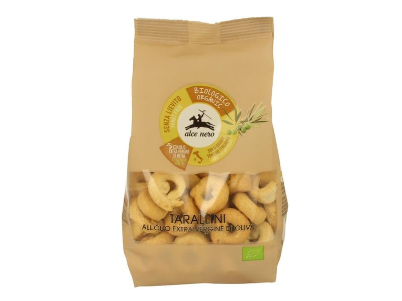 Alce Nero Bio Tarallini mit Olivenöl 250 g Knusprige Brotkringel mit nativem Olivenöl extra