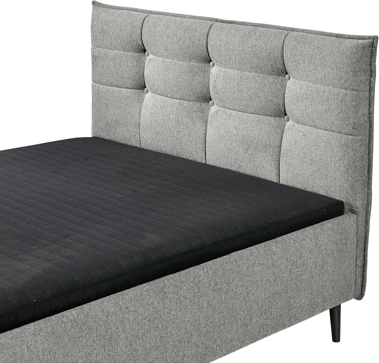 Stella Trading Mario B Polsterbett Bettgestell 140x200, Grau - Modernes Doppelbett mit dekorativer Steppung und Massivholz Füßen - 149 x 108 x 215 cm (B/H/T)
