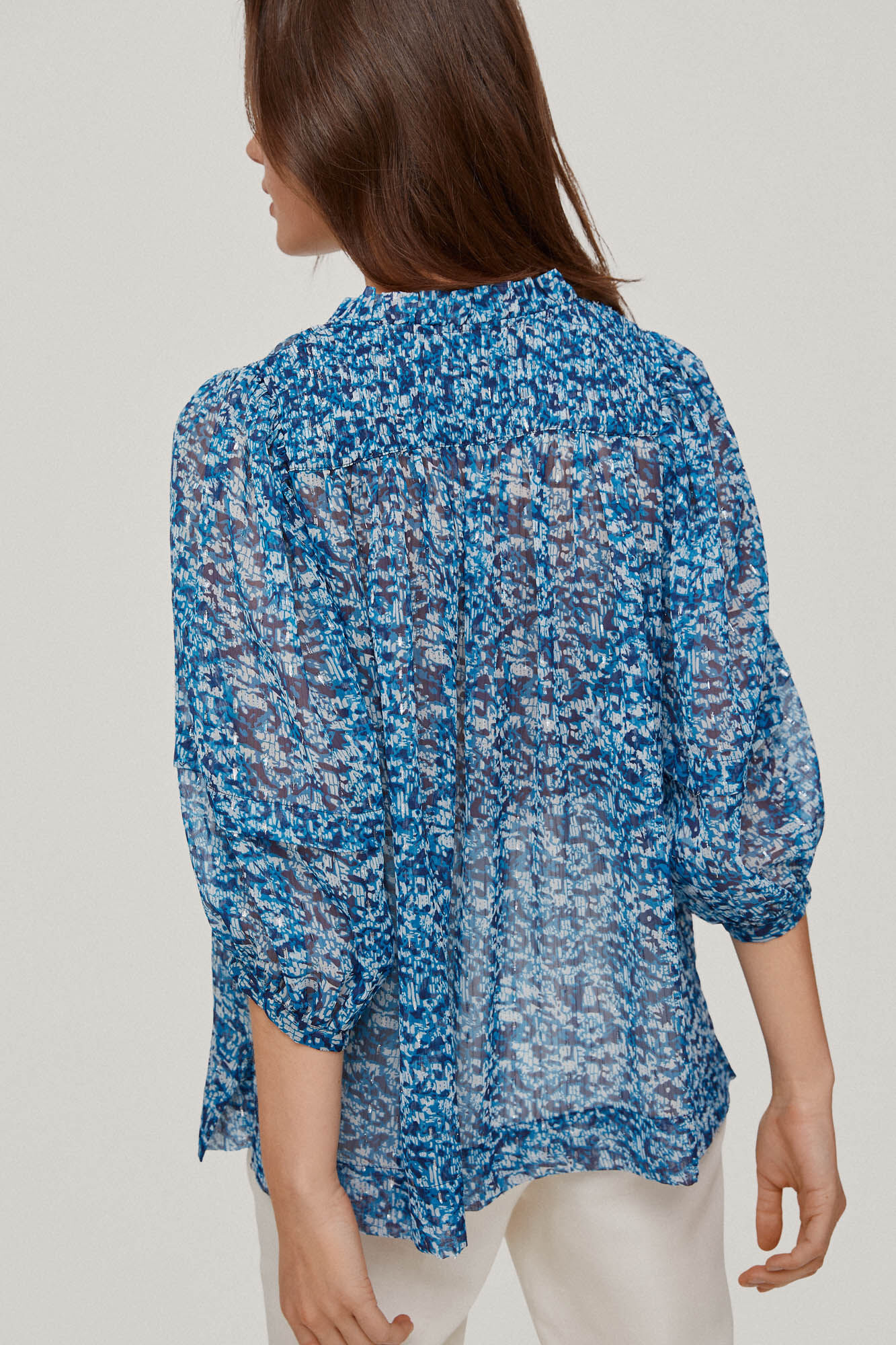 Blusa fluida em lurex - Turquesa