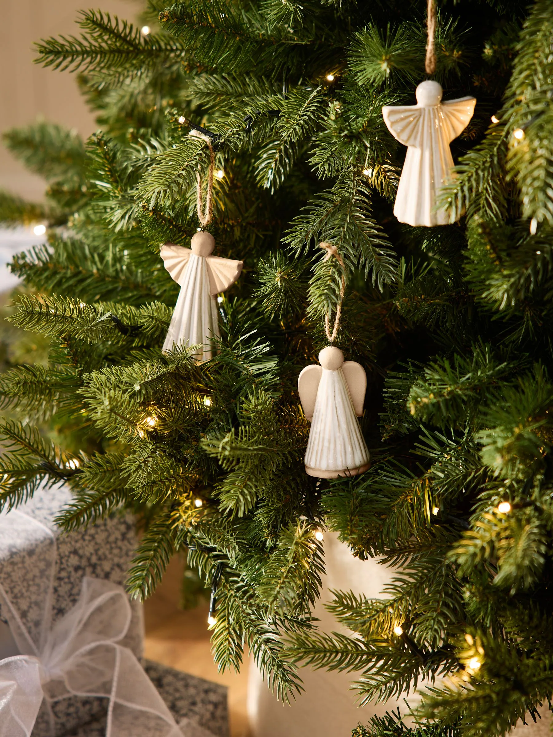 3 Set Keramische Engel Kerstmisballen