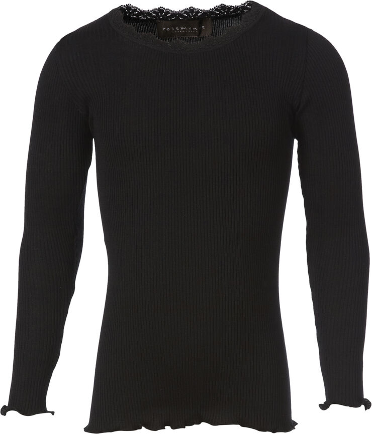 Rosemunde Silk t-shirt regular ls w/ lace Sort